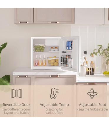 HOMCOM 46L Counter Top Fridge with Chiller Box Mini Fridge for Bedrooms Cream
