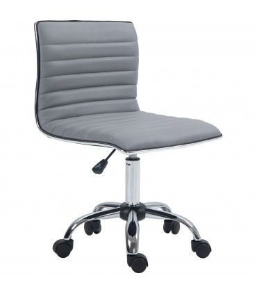 HOMCOM Armless Mid-Back Adjustable Office Chair with 360 Swivel Light Grey
