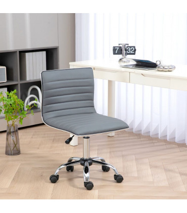 HOMCOM Armless Mid-Back Adjustable Office Chair with 360 Swivel Light Grey