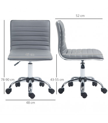 HOMCOM Armless Mid-Back Adjustable Office Chair with 360 Swivel Light Grey