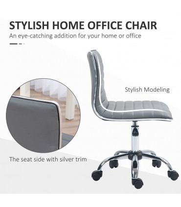 HOMCOM Armless Mid-Back Adjustable Office Chair with 360 Swivel Light Grey