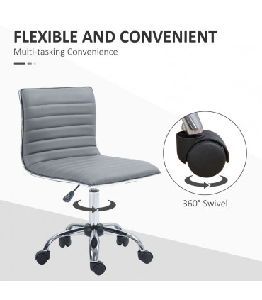 HOMCOM Armless Mid-Back Adjustable Office Chair with 360 Swivel Light Grey
