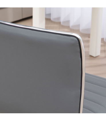 HOMCOM Armless Mid-Back Adjustable Office Chair with 360 Swivel Light Grey