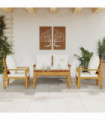 vidaXL 4 Piece Garden Lounge Set with Cushions Solid Wood Acacia