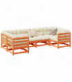 vidaXL 6 Piece Garden Sofa Set with Cushions Wax Brown Solid Wood Pine