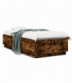 vidaXL Bed Frame Smoked Oak 100x200 cm Engineered Wood