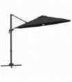 Outsunny 3(m) LED Cantilever Parasol Outdoor with Base Solar Lights Dark Grey