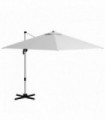 Outsunny 3 x 3(m) Cantilever Roma Parasol Garden Umbrella with Cross Base White