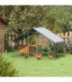 PawHut Walk In Chicken Run Large Galvanised Chicken Coop with Cover