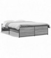 vidaXL Bed Frame Grey Sonoma 135x190 cm Double Engineered Wood and Metal