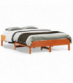 vidaXL Bed Frame Wax Brown 135x190 cm Double Solid Wood Pine