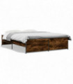 vidaXL Bed Frame Smoked Oak 140x200 cm Engineered Wood and Metal