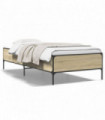 vidaXL Bed Frame Sonoma Oak 90x190 cm Single Engineered Wood and Metal