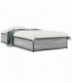 vidaXL Bed Frame Grey Sonoma 90x200 cm Engineered Wood and Metal
