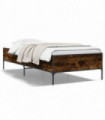 vidaXL Bed Frame Smoked Oak 90x200 cm Engineered Wood and Metal