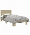 vidaXL Bed Frame Sonoma Oak 90x200 cm Engineered Wood and Metal