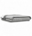 vidaXL Bed Frame with LED Lights Concrete Grey 135x190cm Engineered Wood