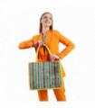 Sharon Multicolor Striped Women Large Tote Bag