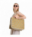 Leona Beige Round Pattern Women Large Tote Bag