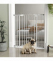 PawHut Extra Tall Dog Gate with Cat Door Auto Close for Stairs 74-101 cm Wide