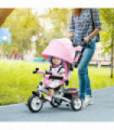 HOMCOM 6 in 1 Kids Trike, Stroller with Parent Handle, Pink