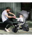 HOMCOM 6 in 1 Kids Trike, Stroller with Parent Handle, Grey