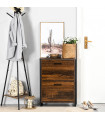 HOMCOM 2 Flip Door Shoe Cabinet with Divider for Entryway Rustic Brown
