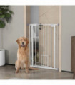 PawHut Extra Tall Dog Gate with Cat Door Auto Close for Stairs 74-80 cm Wide