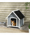 PawHut Dog Kennel Outdoor Dog House w/ Removable Floor, for Medium Dogs - Grey