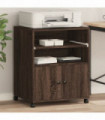 vidaXL Printer Stand with Wheels Brown Oak 60x48x74 cm