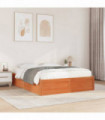 vidaXL Bed Frame Wax Brown 140x190 cm Solid Wood Pine