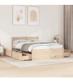 vidaXL Bed Frame with Drawers 120x190 cm Small Double Solid Wood Pine