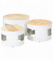 vidaXL Bar Tables Drum Shape 3 pcs Solid Rough Wood Mango