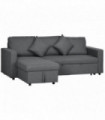 HOMCOM Corner Sofa Bed with Storage, 3 Seater Pull Out Sofa Bed, Dark Grey