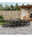 vidaXL 15 Piece Garden Dining Set Black Poly Rattan