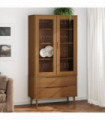 vidaXL Vitrine Cabinet MOLDE Brown 90x35x175 cm Solid Wood Pine