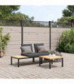 vidaXL 3 Piece Garden Sofa Set with Cushions Black Aluminium