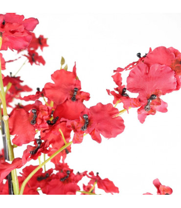 90cm Oncidium Artificial Orchid Red in Stoneware Planter