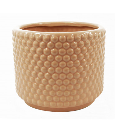Dusty Pink Peach Raised Dots Ceramic Plant Pot 15 x 15 x 12.5cm
