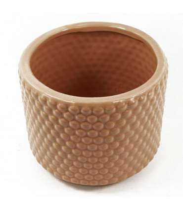 Dusty Pink Peach Raised Dots Ceramic Plant Pot 15 x 15 x 12.5cm