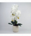 60cm Pure White Artificial Orchid with Ceramic Bubble Planter