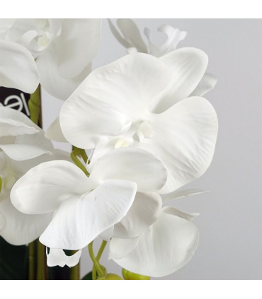60cm Pure White Artificial Orchid with Ceramic Bubble Planter