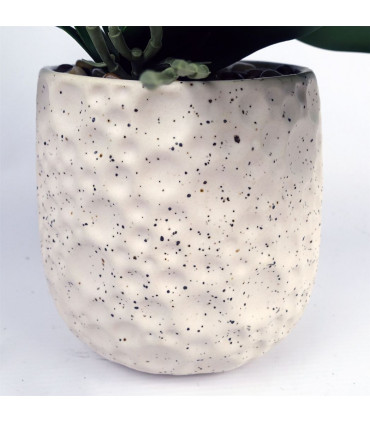 60cm Pure White Artificial Orchid with Ceramic Bubble Planter