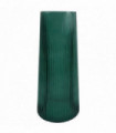 28cm Green Ridged Glass Vase