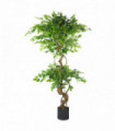 150cm Twisted Trunk Artificial Japanese Fruticosa Ficus Tree Black Planter