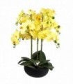 60cm Orchid Artificial Yellow Black Ceramic Planter