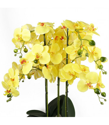 60cm Orchid Artificial Yellow Black Ceramic Planter