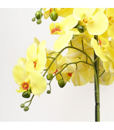 60cm Orchid Artificial Yellow Black Ceramic Planter