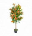 130cm Artificial Red & Green Ficus Tree