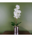 46cm Artificial Orchid White with Silver Pot